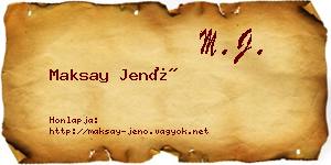 Maksay Jenő névjegykártya