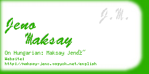 jeno maksay business card